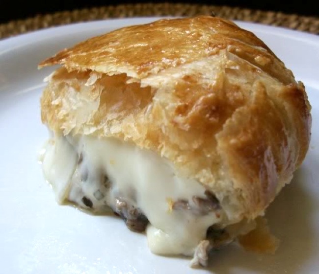 use brie Brie  Mushroom Baked Stuffed Croute en cheese knife